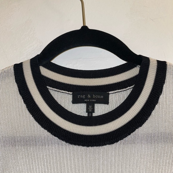 Rag & Bone Priya Crewneck Knit Tank in White with Black Trim Size M - Picture 7 of 12